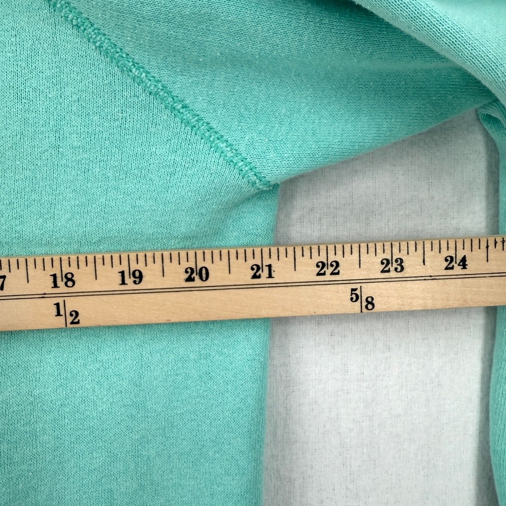 VINTAGE DISNEY Sweatshirt Large Teal Mickey Mouse Castle Balloons Crew Tultex - Picture 9 of 15
